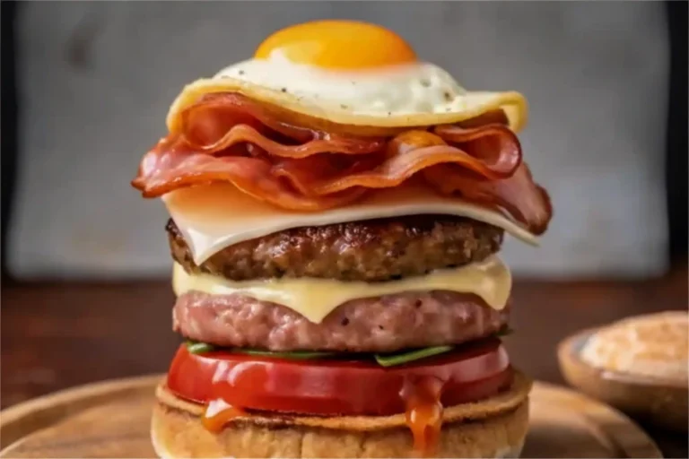 Burger with Salami & Fried Egg
